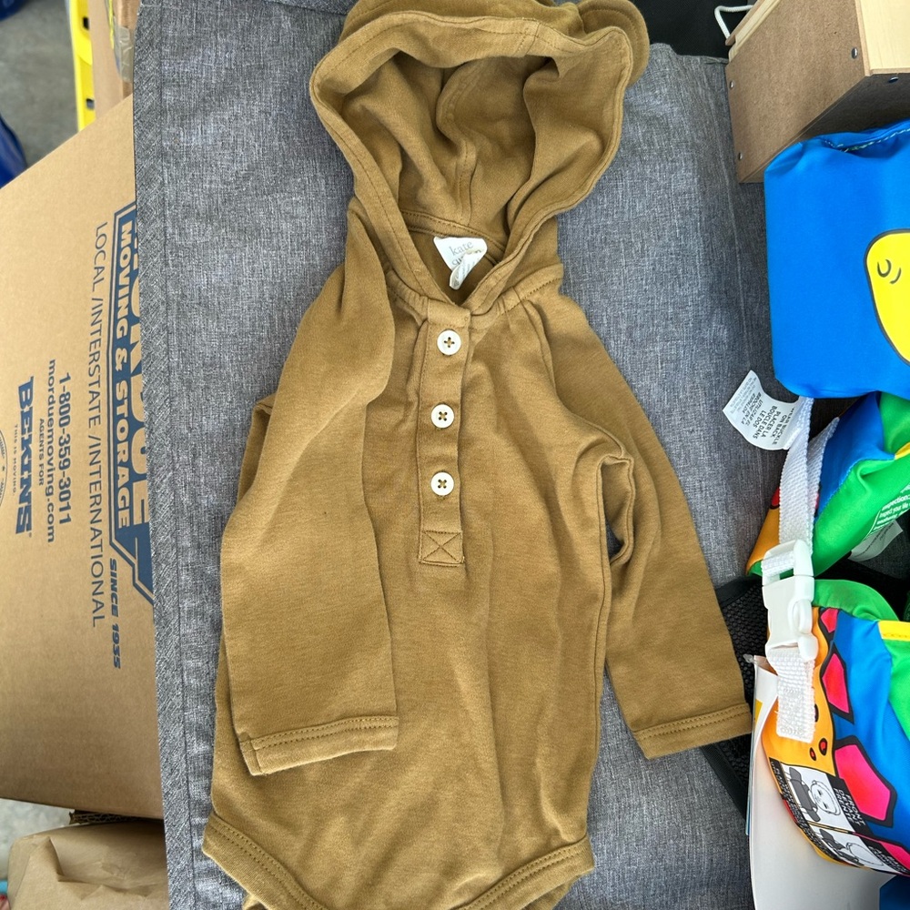 Brown Hooded Baby Onesie!
